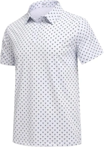 PINSPARK Men's Dry Fit Golf Shirts Moisture Wicking Performance Polo Shirts for Men Summer Print Golf Polo Shirt Short Sleeve