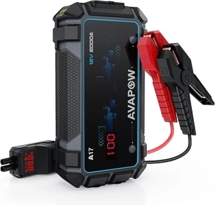 AVAPOW Car Jump Starter Battery Jumper Starter Portable Jump Boxes Car Battery Jump Starter Battery Pack with Jumper Cable 2000A for Vehicles (12V 8L Gas/6.5L Diesel Engine), LED Light/USB QC3.0