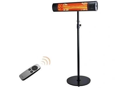 EAST OAK Patio Heater, Wall Mounted & Standing 1500W Outdoor Indoor Infrared Electric Heater with IP65 Waterproof & Dustproof, Tip-over & Overheating Protection, 3 Heat Settings & 24H Timing