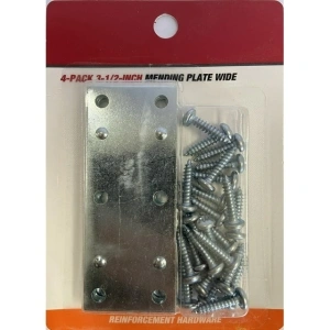 Hyper Tough 3-1/2 in. Wide Mending Plate, Steel, Zinc Plated (4 Pack),Hardware Braces