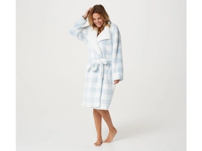 Berkshire Blanket Snap Collar Plush Robe with Sherpa &Pockets - Women's