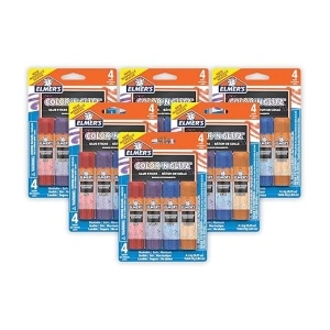 Elmer’s Color 'n Glitz Glue Sticks, Washable, Assorted Colors, 24 Count (6 Packs of 4)
