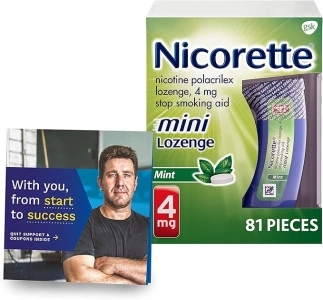 Nicorette 4 mg Mini Nicotine Lozenges to Help Quit Smoking with Behavioral Support Program - Mint Flavored Stop Smoking Aid, 81 Count