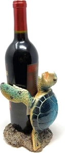 Globe Imports Blue Sea Turtle Resin Wine Bottle Holder, 7.75 Inches Tall