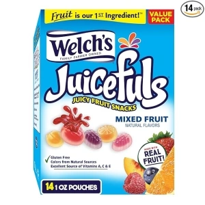 Welch's Juicefuls Juicy Fruit Snacks, Mixed Fruit, Fruit Gushers, Perfect for School Lunches, Bulk Pack, Gluten Free, Individual Single Serve Bags, 1 oz (Pack of 14)