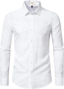 Dress Shirts for Men Stretch Slim Fit Long Sleeve Mens Dress Shirts Casual Business Muscle Fit Button Down Shirts