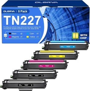 TN227 High Yield Toner Cartridge 5 Pack Replacement for Brother TN227 TN-227BK/C/M/Y High Yield TN-223 Work with Brother MFC-L3770CDW Toner Cartridgee HL-L3290CDW HL-L3270CDW MFC L3750CDW, TN-227