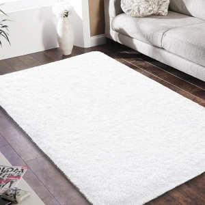 Easy-Going 5X7 Feet Area Rugs for Living Room, Non-Slip Floor Shaggy Rugs for Bedroom, Fluffy Shag Fuzzy Plush Soft Carpets, Indoor Carpet for Kids Boys Girls Dorm Nursery Room, White