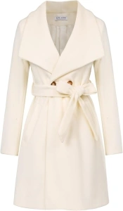 Kate Kasin Women Dress Coat Belted Mid Long Peacoat Trench Coats Slim Overcoat Fall Winter Fashion 2023