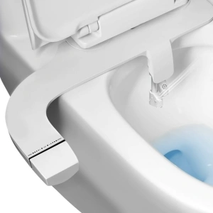 PHANCIR Ultra-Slim Bidet Attachment for Toilet, Dual Nozzle (Frontal & Rear Wash) with Self Cleaning, Non-Electric Adjustable Water Pressure Water Toilet Seat Attachment White