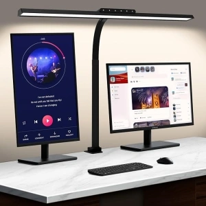 Desk Lamp, 31 Inch Stepless Dimming Desk Lamp with Clamp Flexible Gooseneck Desk Lamps for Home Office Eye Caring Desk Light Modern 24W Office Light for Sewing Studying Working Drawing