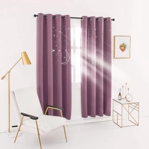 MANGATA CASA Kids Blackout Curtains with Moon & Star for Bedroom-Cutout Galaxy Window Curtains & Drapes with Grommet for Nursery Room-Baby Darkening Curtains 84in Length 2 Panels(Purple 52x84in)