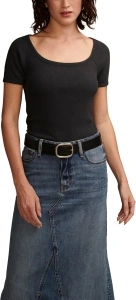Lucky Brand Women's Short Sleeve Rib Knit Top