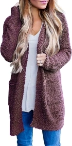 MEROKEETY Women's Long Sleeve Soft Chunky Knit Sweater Open Front Cardigans Outwear Coat