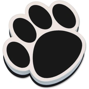 ASHLEY PRODUCTIONS ASH10017, Paw Shaped Magnetic Whiteboard Eraser, 1 Each, Black,White