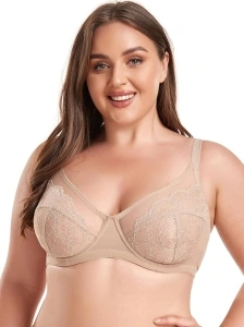 Minimizer Bras for Women Full Coverage Lace Plus Size Unlined Underwire Bra (34C-46DDD)