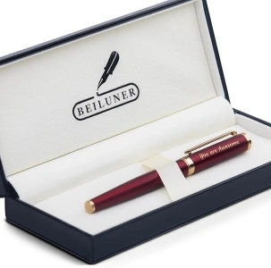 BEILUNER Red Fancy Rollerball Pen Set,Inspirational gift for Men & Women,Stunning 24K Gold Trim, Schneider Ink Refill,Employee Appreciation Gifts,Nice Pen,Executive Pens,Office Gifts for Coworkers