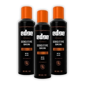 Edge Shaving Gel for Men, Sensitive Skin with Aloe, 7oz (3 Pack) - Shaving Gel For Men That Moisturizes, Protects, and Soothes To Help Reduce Skin Irritation (Packaging May Vary)