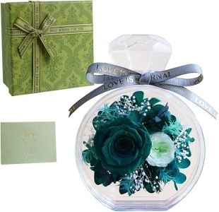 Ladies Rose Gift ： Durable and Fresh True Flowers Expressing Love - Eternal Flowers Perfect for Birthdays, Mother's Day, Wife Gifts - Ideal for Eternal Rose Home Decoration (Green)