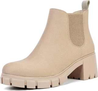 Women Chelsea Boots Comfortable Lug Sole Slip On Ankle Booties