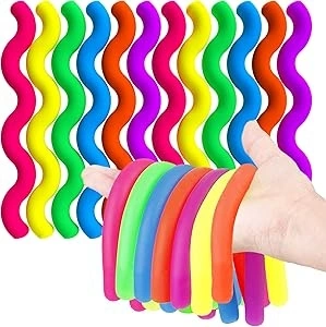 BUNMO Stretchy Strings - Sensory Toys for Toddlers 1-3 - Stimulating & Addictive Sensory Toys for Kids with Autism - Fidget Toy for Anxiety & Stress Relief - Hours of Fun for Kids - Mini Smooth 12pk