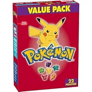 Pokemon Fruit Flavored Snacks, Treat Pouches, Value Pack, Kids Snacks, Halloween Candy Alternative, 22 ct