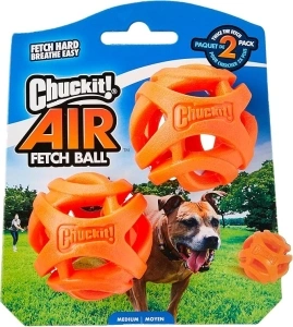 Chuckit Air Fetch Ball Dog Toy, Medium (2.5 Inch Diameter), for Dogs 20-60 lbs, Pack of 2