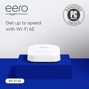 Amazon eero Pro 6E mesh Wi-Fi router, Supports speeds up to 2.3 Gbps, Coverage up to 2,000 sq. ft, Connect 100+ devices, Ideal for streaming, working, and gaming, 1-Pack, 2022 release