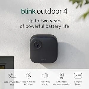 Blink Outdoor 4 (4th Gen) – Wire-free smart security camera, two-year battery life, two-way audio, HD live view, enhanced motion detection, Works with Alexa – 3 camera system