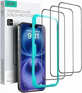 ESR 3 Pack for iPhone 16 / iPhone 15 Screen Protector, [9H Hardness] [Military Grade Shatterproof] Full Coverage Tempered Glass Film with Easy Installation Tool, HD Clear, Scratch Resistant