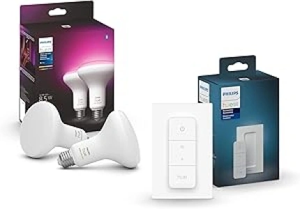 Philips Hue (1) Dimmer Switch with (2) Smart 85W BR30 LED Bulb, White and Color Ambiance Color-Changing Light, 1200LM, E26 - Requires Bridge - Control with Hue App or Voice Assistant