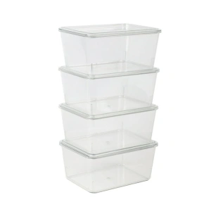 Martha Stewart Brody 4 Pack Stackable Plastic Storage Box with Lids Office Desktop Organizers, 6.75