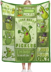 Pickle Blanket for Pickles Lover Funny Pickle Gifts Blanket for Girl Women Adult Teen I Just Really Like Pickles Soft Flannel Blanket for Sofa Bed Camping Travel Home Decor,40