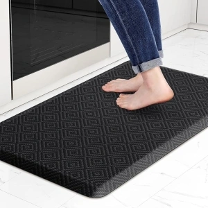 Mattitude Kitchen Mat Cushioned Anti-Fatigue Floor Mat Waterproof Non-Slip Mats and Rugs Standing and Comfort Desk Mats for House Sink Office Laundry (Black, 17.3