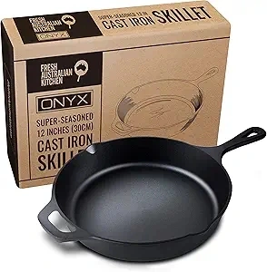 Fresh Australian Cast Iron Skillets - 12 Frying Pan, Non-stick Cast Iron Pan, Pre-seasoned Cast Iron Cookware for Camping, Indoor and Outdoor Uses