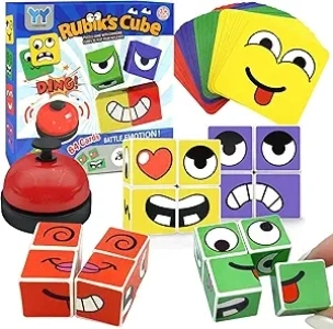 Face Changing Magic Cube Game,Face Blocks Match Board Game,Fast Educational Puzzle Games to Develop Problem Solving Skills,Fun Board Games for Kids and Adults with Bell