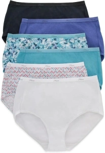 Hanes Women's High-Waisted Brief Panties, 6-Pack, Moisture-Wicking Cotton Brief Underwear (Colors May Vary)