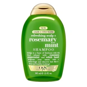 OGX Extra Strength Refreshing Scalp + Rosemary Mint Shampoo, Clarifying Wash Visibly Helps Remove Oil & Residue to Clear Away Buildup, Sulfate-Free Surfactants, 13 fl. Oz