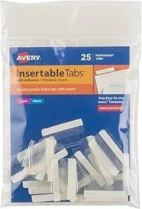 Avery Insertable Self-Adhesive Tabs with Printable Inserts, 1