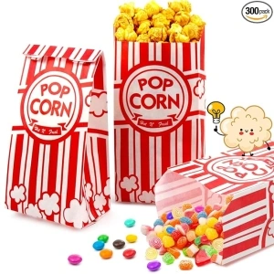 GUANFU Paper Popcorn Bags Bulk - 1oz Popcorn Bags Individual Servings Popcorn Machine Supplies for Movie Night Carnival Theme Party Disposable Pop Corn Snack Bag for Theater Style Popcorn Maker(300)