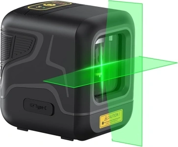 Fanttik D2 Laser Level, 100 ft Self-Leveling Green Cross Line Laser, USB-C Rechargeable, Rotatable 360 Degree, Pulse Mode, Magnetic Bracket, Carrying Pouch, for Picture Hanging and Home DIY - Black