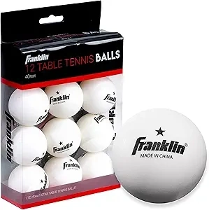 Franklin Sports Ping Pong Balls - Official Size + Weight White 40mm Table Tennis One Star Professional Durable High Performance 12 Count (Pack of 1) Packaging may vary, White