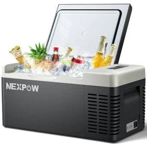 NEXPOW Car Refrigerator, 20QT Car Fridge Cooler with 12/24V DC & 110-240V AC, Portable Refrigerator Freezer Cooler for Car, RV, Camping, Travel, Boat, Home