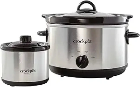 Crock-Pot 5-Quart Smudgeproof Round Manual Slow Cooker with Dipper, Silver