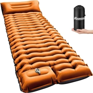 Sleeping Pad for Camping, Ultralight Inflatable Camping Mat with Pillow Built-in Foot Pump Sleeping Pads, Compact & Lightweight Air Mattress for Camping, Backpacking, Hiking