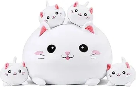 Cat Plush Cute Cat Stuffed Animal with 4 Baby Soft Pillow Birthday Gift for Girls Boys Kids Decor