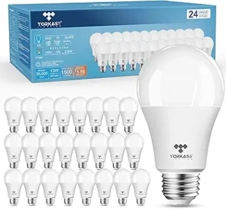 Torkase Light Bulbs, 13-Watt 1500LM(60-Watt to 100-Watt Equivalent), Standard A19 LED Bulbs, Non-Dimmable, E26 2700K Soft White,Energy Efficient Frosted LED Light Bulbs,Flicker Free,UL Listed-24-Pack