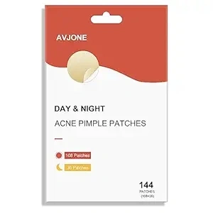 AVJONE Day and Night Hydrocolloid Acne Pimple Patch for Covering Zits and Blemishes, Spot Stickers for Face and Skin, Vegan - friendly and Not Tested on Animals (108+36 Patches)