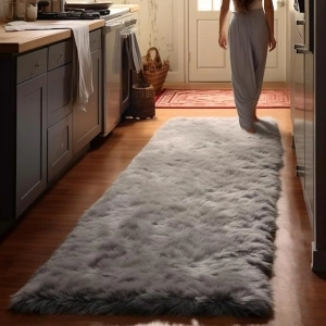 Aucuda Kitchen Runner Rug, 2x8 ft Kitchen Floor Mat Anti Fatigue Non Slip, Thick Sponge Runner Rugs Floor Cushions, Fluffy Standing Mats for Kitchen Sink, Extra Long Kitchen Carpet Machine Washable.