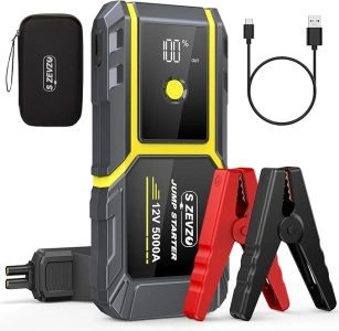 H021 Car Jump Starter, Peak 5000A Jump Starter Battery Pack for Up to 10.0L Gas and 8.0L Diesel Engines, 12V Portable Jump Box with LCD Display, 3 Modes Flashlight and Protective Carrying Case